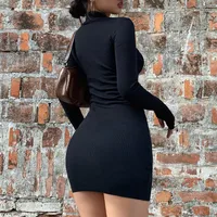 Pencil Skirt Casual V Neck Printing Solid Color Above Knee main image 5