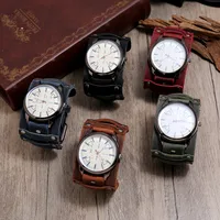 Hot-selling  Retro Cowhide Watch Adjustable Punk Men's Leather Bracelet Wholesale Nihaowholesale main image 2