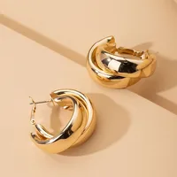 Exaggerated Round Cross Earrings South Korea Trendy Ear Buckle Minimalist Ear Jewelry Wholesale main image 1