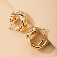 Exaggerated Round Cross Earrings South Korea Trendy Ear Buckle Minimalist Ear Jewelry Wholesale main image 2