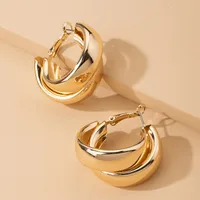 Exaggerated Round Cross Earrings South Korea Trendy Ear Buckle Minimalist Ear Jewelry Wholesale main image 4