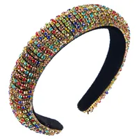 Fashion Colorful Diamond Sponge Hair Hoop Female Wide Version Baroque Wind Headband Wholesale sku image 3