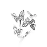 New Opening Ring Hand Ornament Full Diamond Four Butterfly Ring Finger Opening Ring Wholesale Nihaowholesale sku image 2