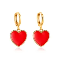 New Fashion Red Small Love Earrings Simple Vitality Girl Peach Heart Earrings Wholesale Nihaowholesale main image 1
