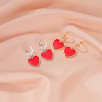 New Fashion Red Small Love Earrings Simple Vitality Girl Peach Heart Earrings Wholesale Nihaowholesale main image 2