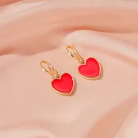 New Fashion Red Small Love Earrings Simple Vitality Girl Peach Heart Earrings Wholesale Nihaowholesale main image 3