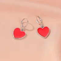 New Fashion Red Small Love Earrings Simple Vitality Girl Peach Heart Earrings Wholesale Nihaowholesale main image 4