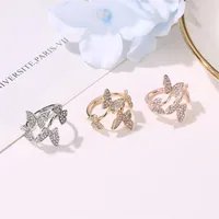 New Opening Ring Hand Ornament Full Diamond Four Butterfly Ring Finger Opening Ring Wholesale Nihaowholesale main image 3