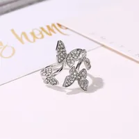 New Opening Ring Hand Ornament Full Diamond Four Butterfly Ring Finger Opening Ring Wholesale Nihaowholesale main image 5