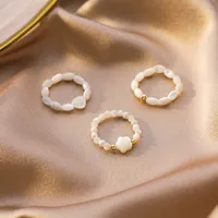 Korean Pearl Rings Women Love Shell Index Finger Ring Wild Design Sense Bracelet Ring Stack Rings main image 1