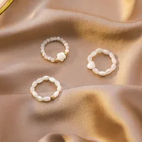 Korean Pearl Rings Women Love Shell Index Finger Ring Wild Design Sense Bracelet Ring Stack Rings main image 2