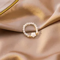 Korean Pearl Rings Women Love Shell Index Finger Ring Wild Design Sense Bracelet Ring Stack Rings sku image 1