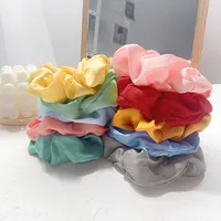 Pure Color Cute Girl Hair Scrunchies Chiffon Fabric Hair Scrunchies   Wholesale Nihaowholesale main image 4