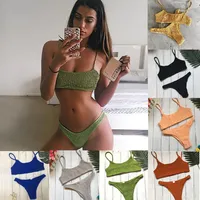 Triangle Sexy Pleated Bikini Wholesale Nihaowholesale main image 1