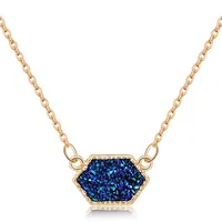 Fashion Simple Multicolor Crystal Cluster Turquoise Diamond Pendant Necklace main image 5