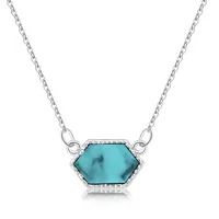Fashion Simple Multicolor Crystal Cluster Turquoise Diamond Pendant Necklace sku image 3