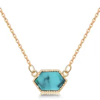 Fashion Simple Multicolor Crystal Cluster Turquoise Diamond Pendant Necklace sku image 2