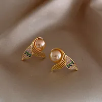 Niche Mermaid Tail Pearl 925 Silver Needle New Trendy Alloy Earrings For Women main image 1