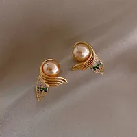 Niche Mermaid Tail Pearl 925 Silver Needle New Trendy Alloy Earrings For Women main image 3