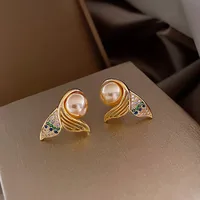 Niche Mermaid Tail Pearl 925 Silver Needle New Trendy Alloy Earrings For Women main image 5