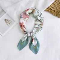 New Wild Spring Scarf To Protect The Cervical Spine Korean Thin Sunscreen Small Square Silk Scarf For Women sku image 1