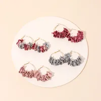 Fashion Niche Fabric Flower Big Circle Vintage Earrings main image 1