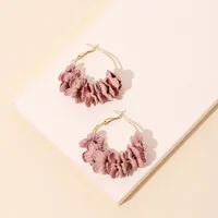 Fashion Niche Fabric Flower Big Circle Vintage Earrings main image 3