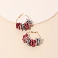 Fashion Niche Fabric Flower Big Circle Vintage Earrings main image 4