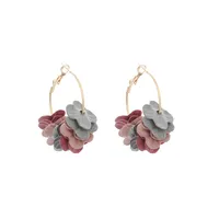 Fashion Niche Fabric Flower Big Circle Vintage Earrings sku image 1