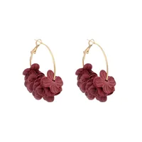 Fashion Niche Fabric Flower Big Circle Vintage Earrings sku image 2