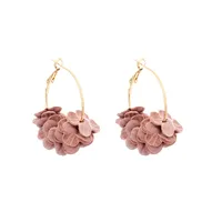 Fashion Niche Fabric Flower Big Circle Vintage Earrings sku image 3