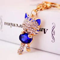 Cute Diamond Lucky Cat Bag Accessories Cat Metal Pendant Key Chain For Women main image 2