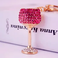 Diamond Crystal Wine Glass Car Keychain main image 2