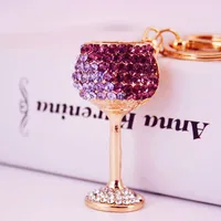 Diamond Crystal Wine Glass Car Keychain main image 4