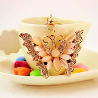 Diamond Opal Butterfly Ladies Metal Pendant Insect Car Keychain main image 2