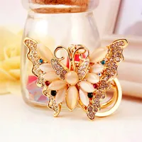 Diamond Opal Butterfly Ladies Metal Pendant Insect Car Keychain main image 3