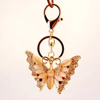 Diamond Opal Butterfly Ladies Metal Pendant Insect Car Keychain main image 4