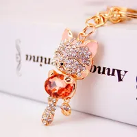 Cute Diamond Lucky Cat Bag Accessories Cat Metal Pendant Key Chain For Women sku image 21