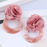 Fashion Wild Rose Concise Circle Acrylic Earrings For Women Wholesale main image 4