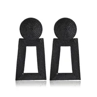 New Geometric Square Grain Metal Hollow Trapezoidal Alloy Pendant Earrings For Women main image 1