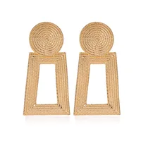 New Geometric Square Grain Metal Hollow Trapezoidal Alloy Pendant Earrings For Women sku image 2