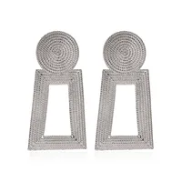 New Geometric Square Grain Metal Hollow Trapezoidal Alloy Pendant Earrings For Women sku image 3
