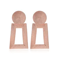 New Geometric Square Grain Metal Hollow Trapezoidal Alloy Pendant Earrings For Women sku image 4