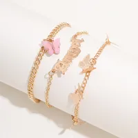 Simple Sweet Acrylic Butterfly Angel Angel Pendant Flower Butterfly Tassel Alloy Anklet 3-piece Set main image 2