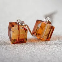 Korean Style Face Repair Earrings 925 Sterling Silver Aurora Borealis Cube Austrian Crystal Long Fringed Earring Thread Se663 sku image 3