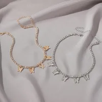 New Hip-hop  Rhinestone Butterfly Pendant Necklace  Wholesale Nihaowholesale main image 3