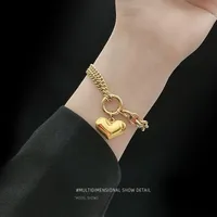 Fashion Heart 304 Stainless Steel 18K Gold Plated No Inlaid Bracelets In Bulk main image 1