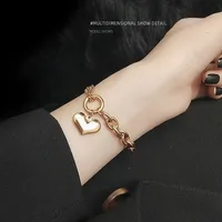 Fashion Heart 304 Stainless Steel 18K Gold Plated No Inlaid Bracelets In Bulk main image 2