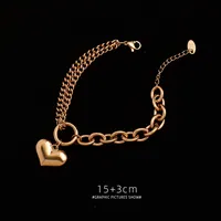 Fashion Heart 304 Stainless Steel 18K Gold Plated No Inlaid Bracelets In Bulk main image 4