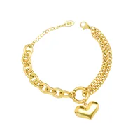 Fashion Heart 304 Stainless Steel 18K Gold Plated No Inlaid Bracelets In Bulk main image 5